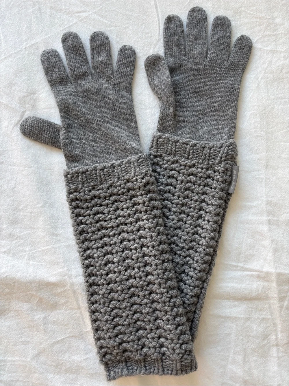 Moncler Long Grey Knit Gloves